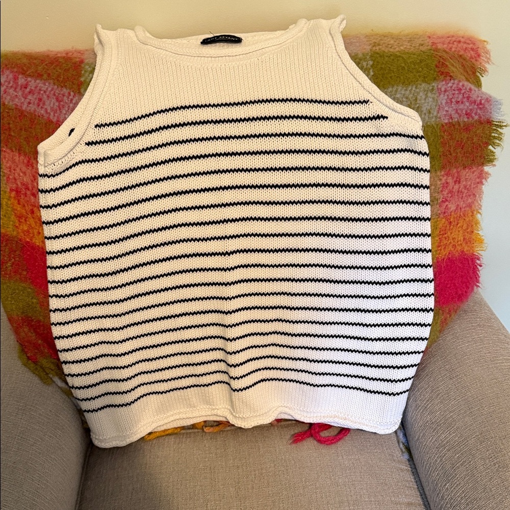 Lane Bryant White and Navy Striped Knit Tank Top - Like New!!!